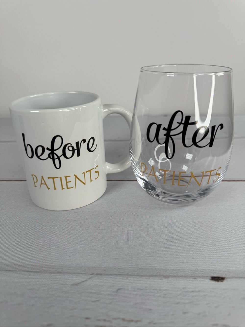 Before Patients, After Patients Mug & Stemless Wine Glass Gift Set